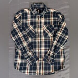 Element Plaid Flannel Shirt Men’s Medium Navy Red Stretch Button Up Skate